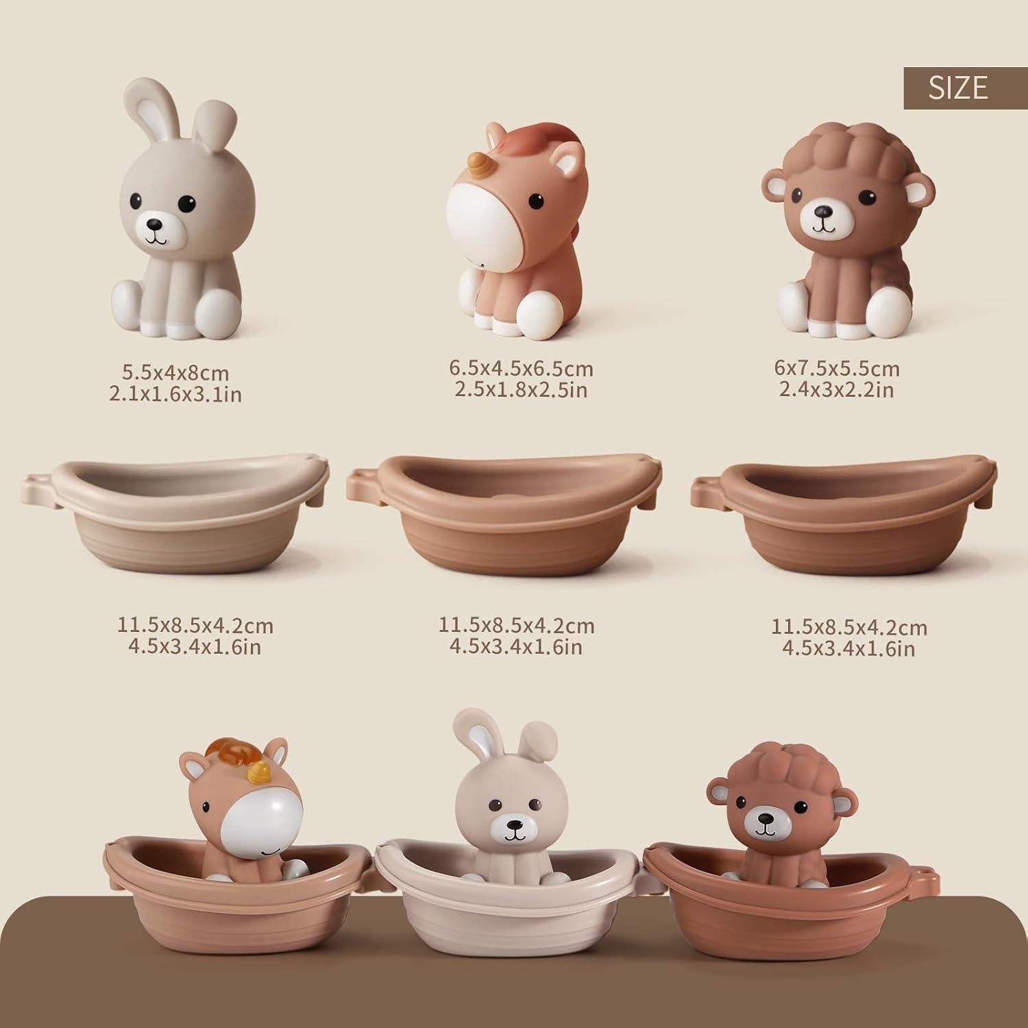 Juguetes de baño Nueplay para niños 18 meses, set 6 piezas