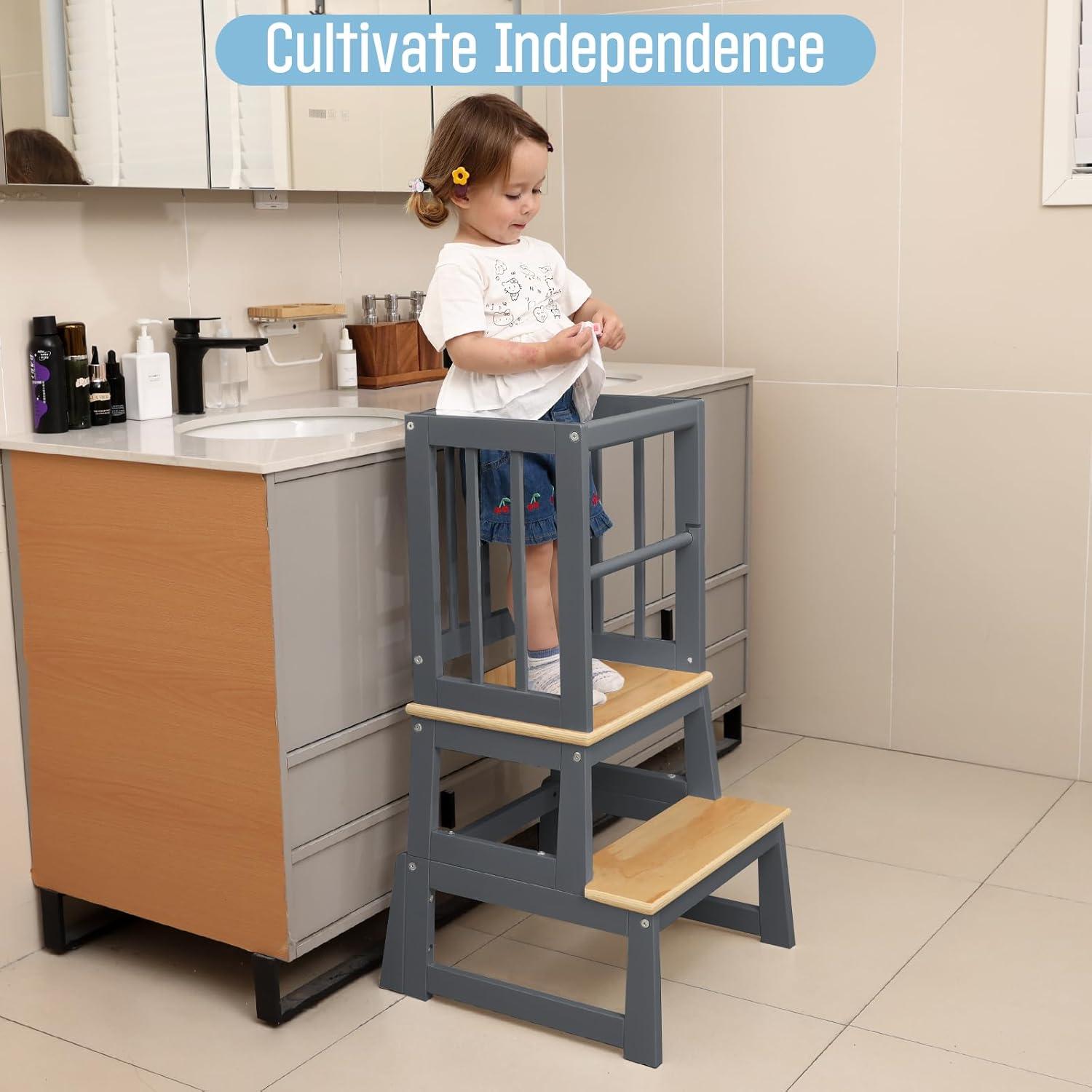 Escalera de Cocina para Niños Mangohood LT004 Gris 2025