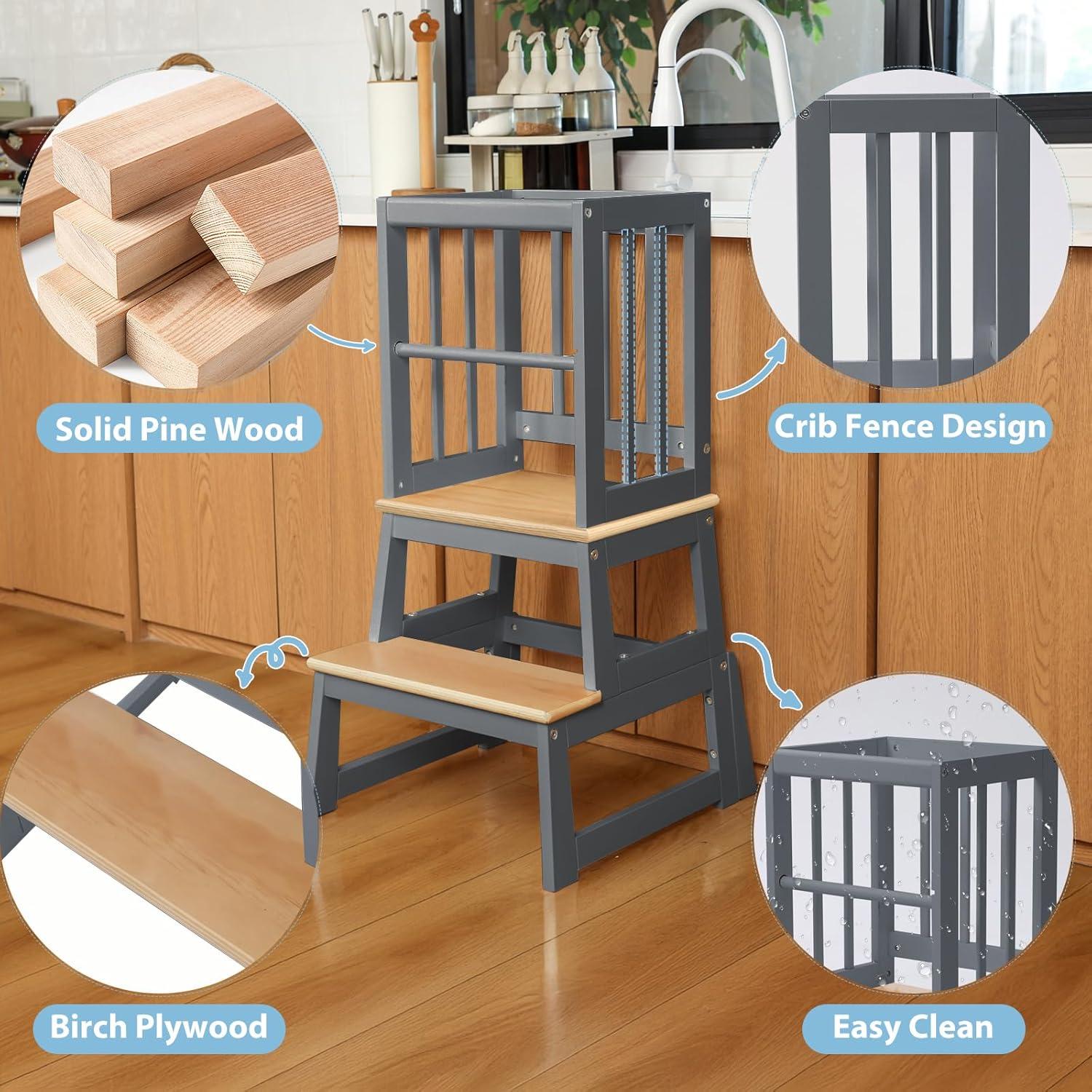 Escalera de Cocina para Niños Mangohood LT004 Gris 2025