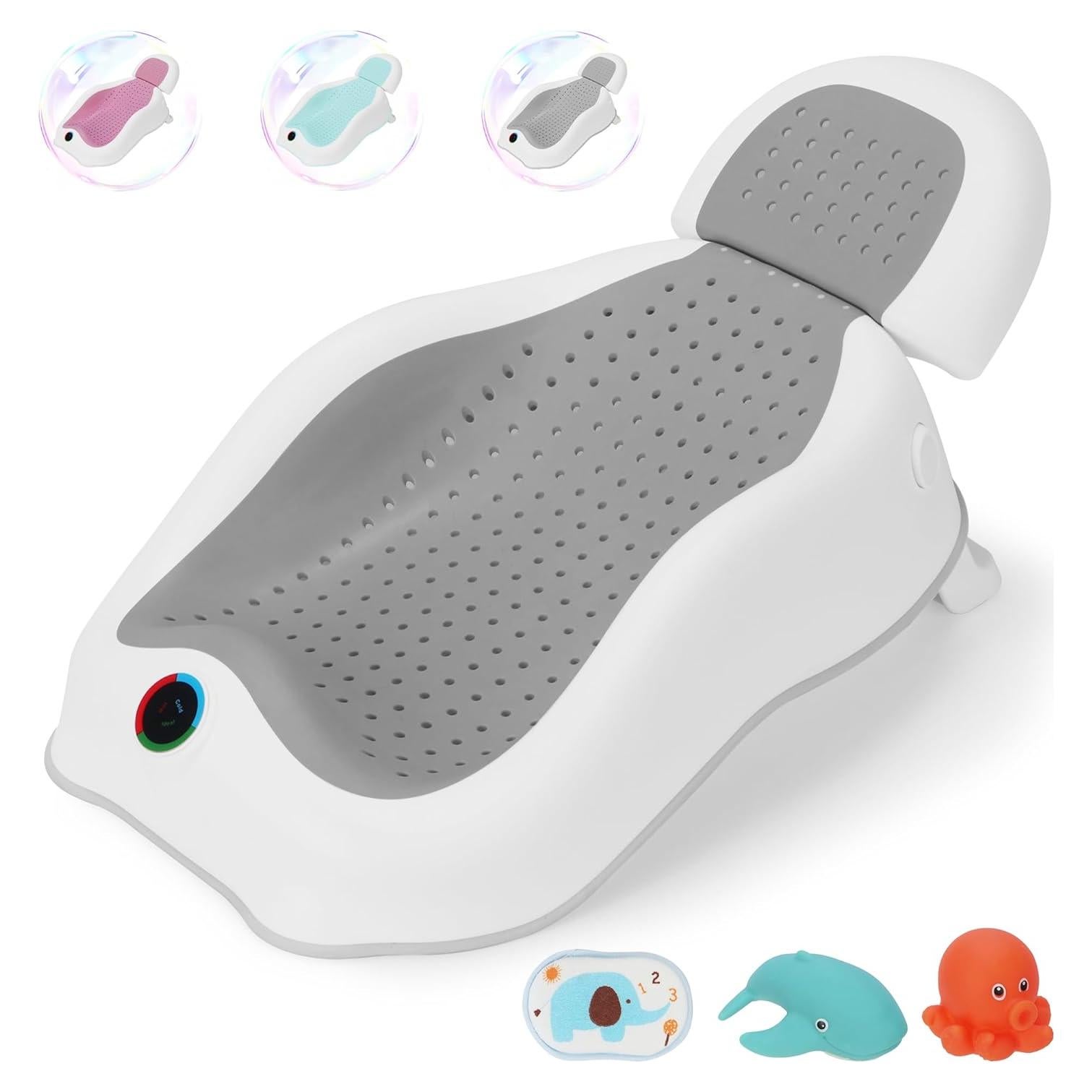 Soporte de Baño para Bebés babove Gris con Termómetro y Juguetes