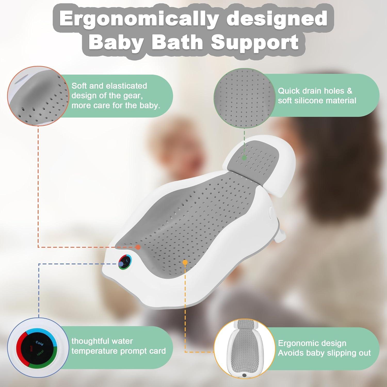 Soporte de Baño para Bebés babove Gris con Termómetro y Juguetes