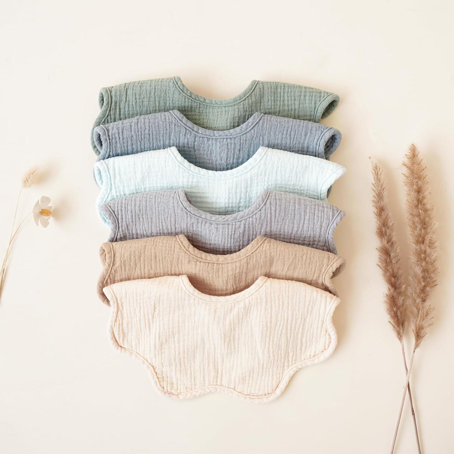 Baberos de Muselina Konssy 100% Algodón Absorbentes 6 Pzs