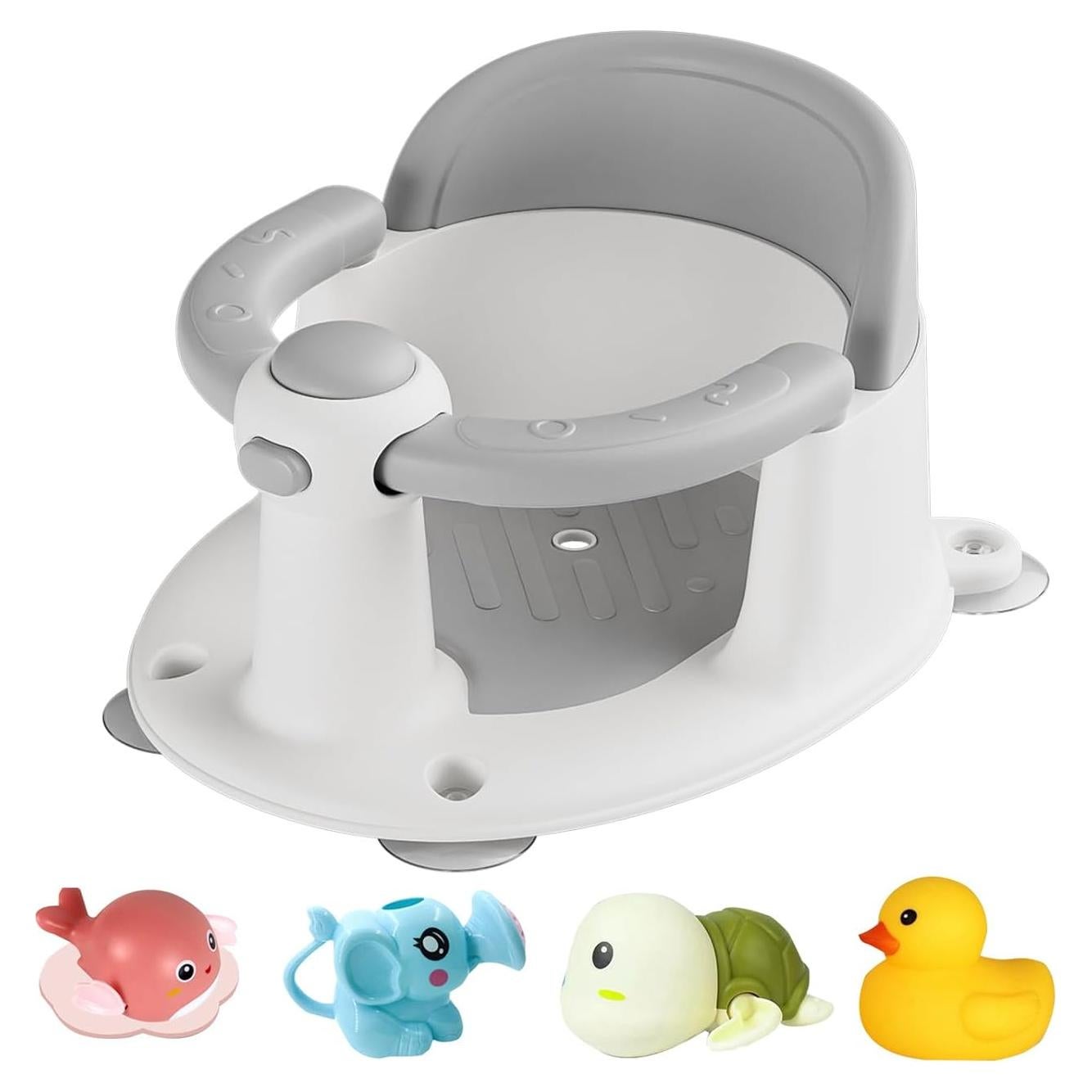 Asiento de Baño Plegable para Bebés Gris - Antideslizante 20.3x15.2 cm