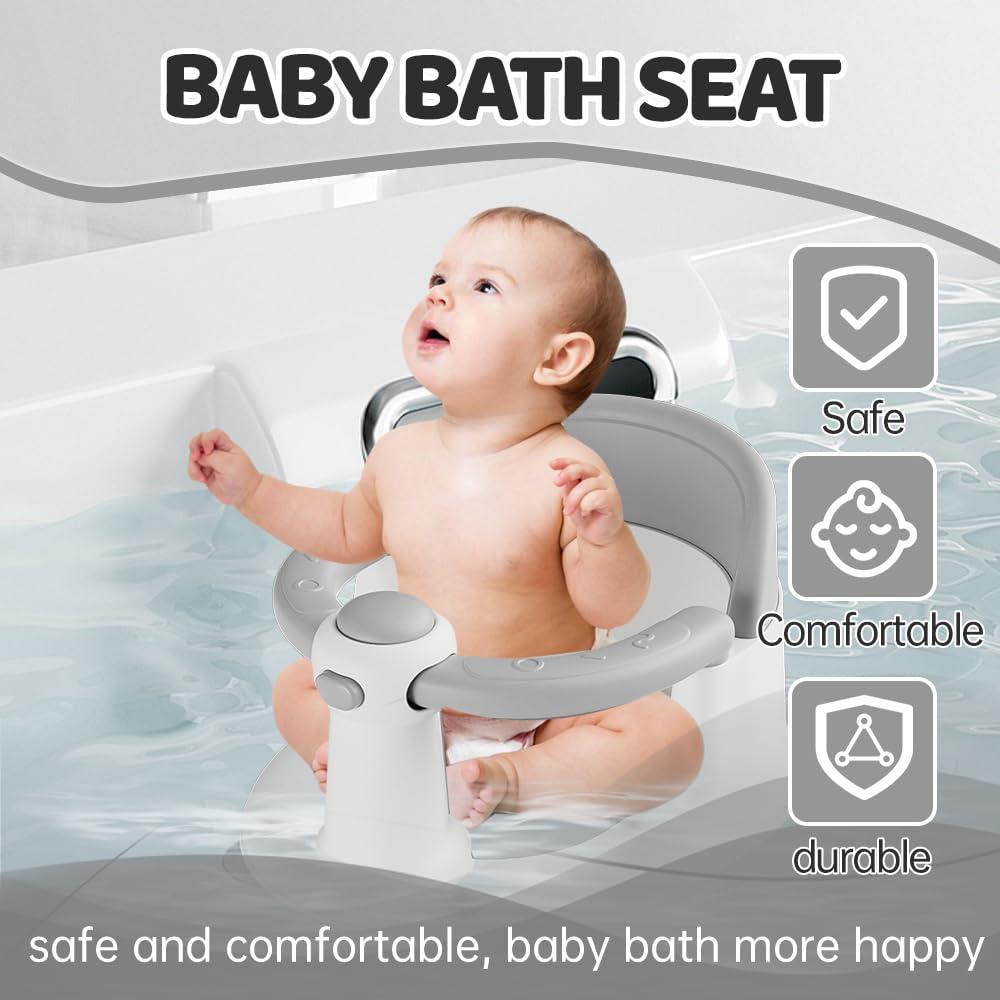 Asiento de Baño Plegable para Bebés Gris - Antideslizante 20.3x15.2 cm