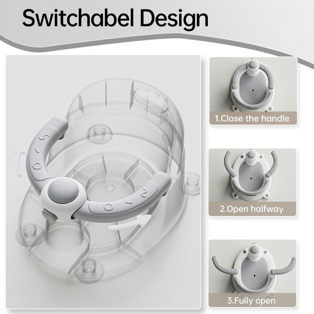 Asiento de Baño Plegable para Bebés Gris - Antideslizante 20.3x15.2 cm