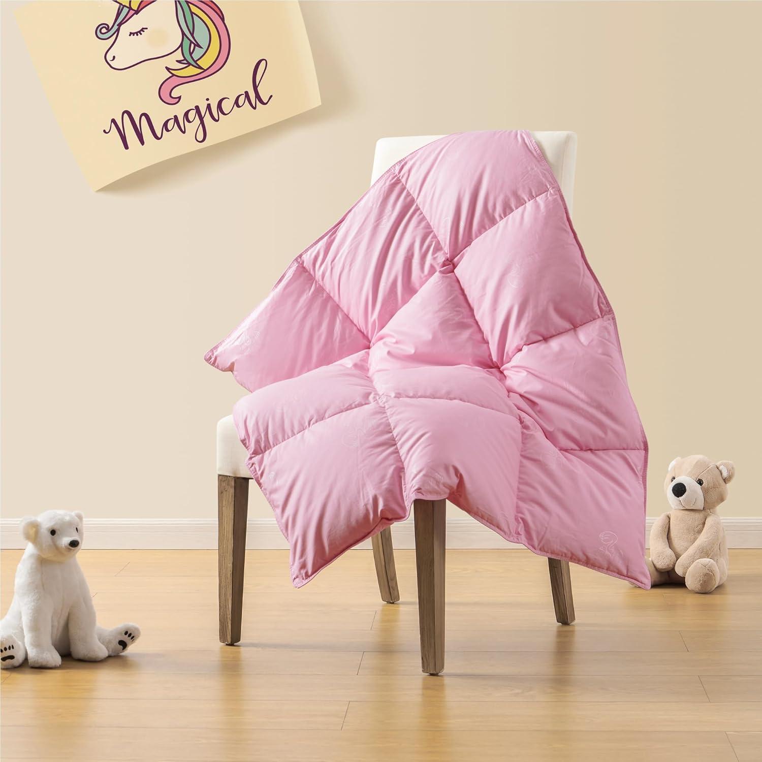 Edredón de Plumas de Ganso ZPECC Rosa 104x122 cm Hipoalergénico