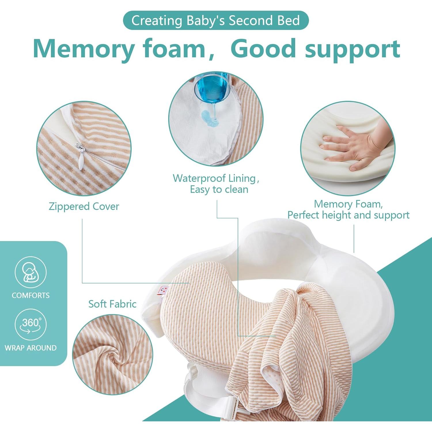 Almohada de Lactancia QSTEHEML Deluxe Ajustable Beige