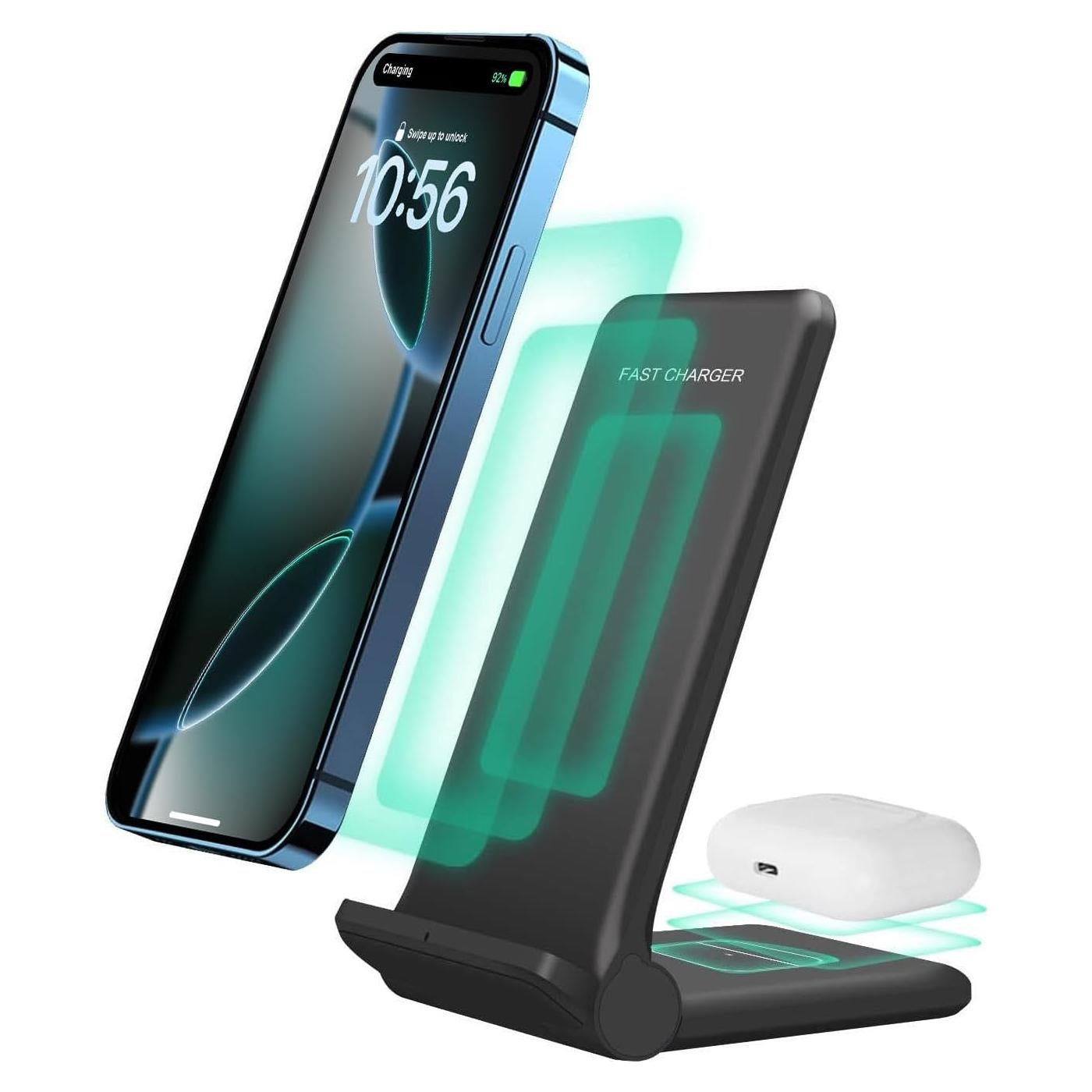 Cargador Inalámbrico 2 en 1 PDKUAI 20W Plegable Negro