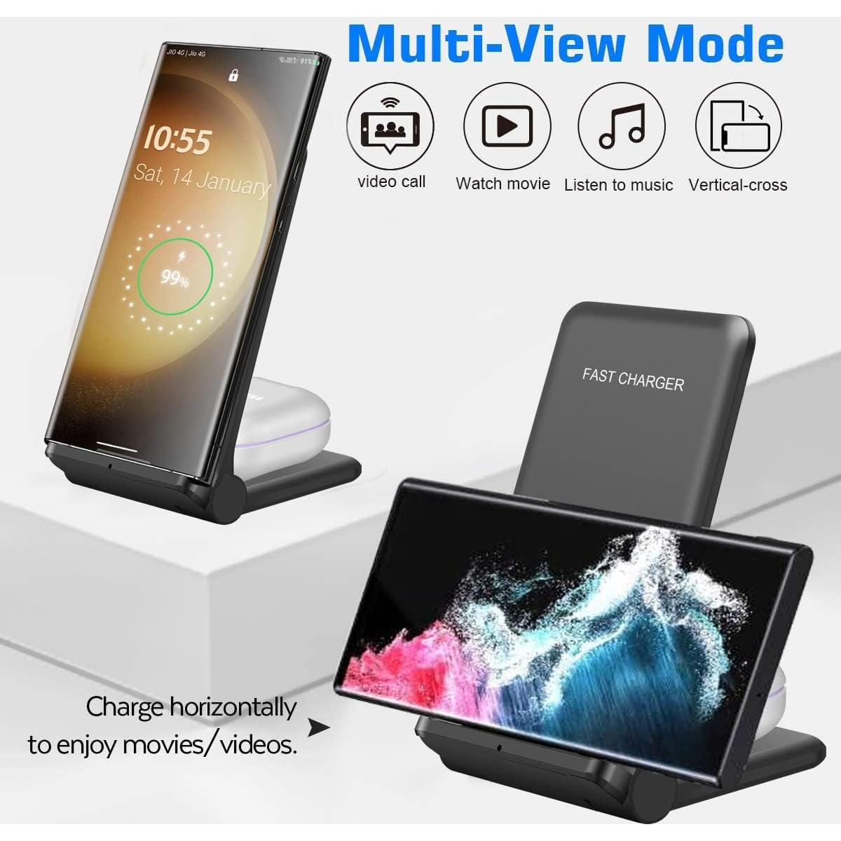 Cargador Inalámbrico 2 en 1 PDKUAI 20W Plegable Negro