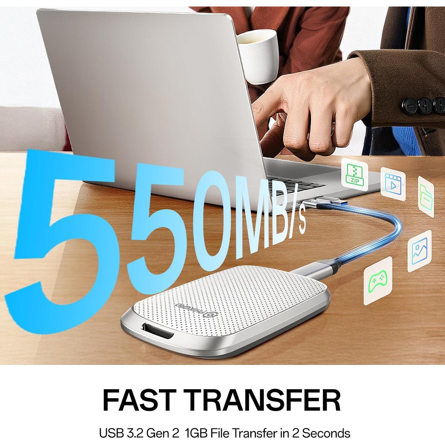 SSD Externo PHIXERO P5PLUS 128GB USB 3.2 Blanco