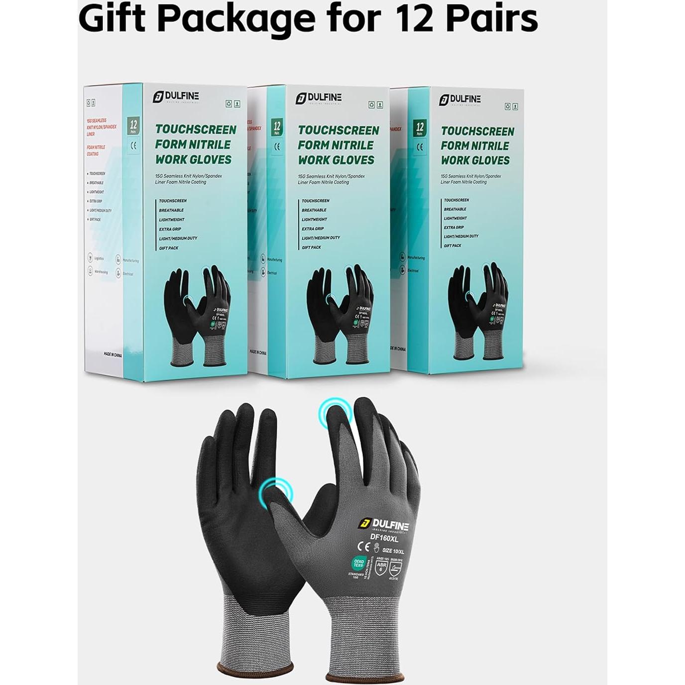 Guantes de Trabajo DULFINE Nitrilo Microespuma Azul 12 Pares