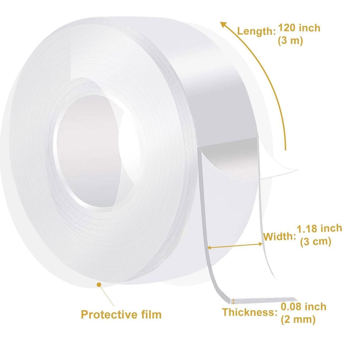 Cinta Adhesiva Doble Cara WINNOW 3 cm x 3.05 m Reutilizable