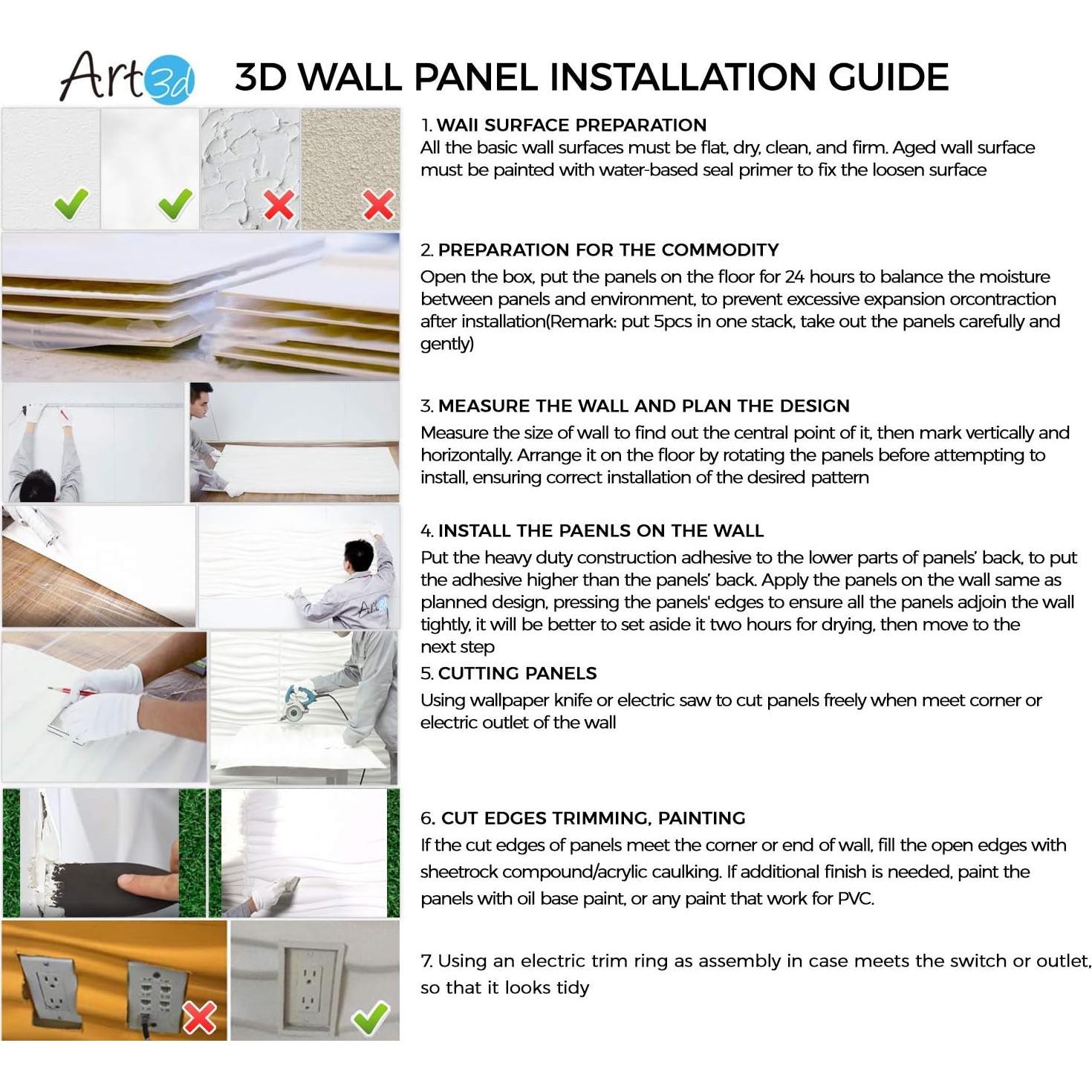 Panel de Pared 3D Art3d Blanco Mate - Pack de 12 Piezas