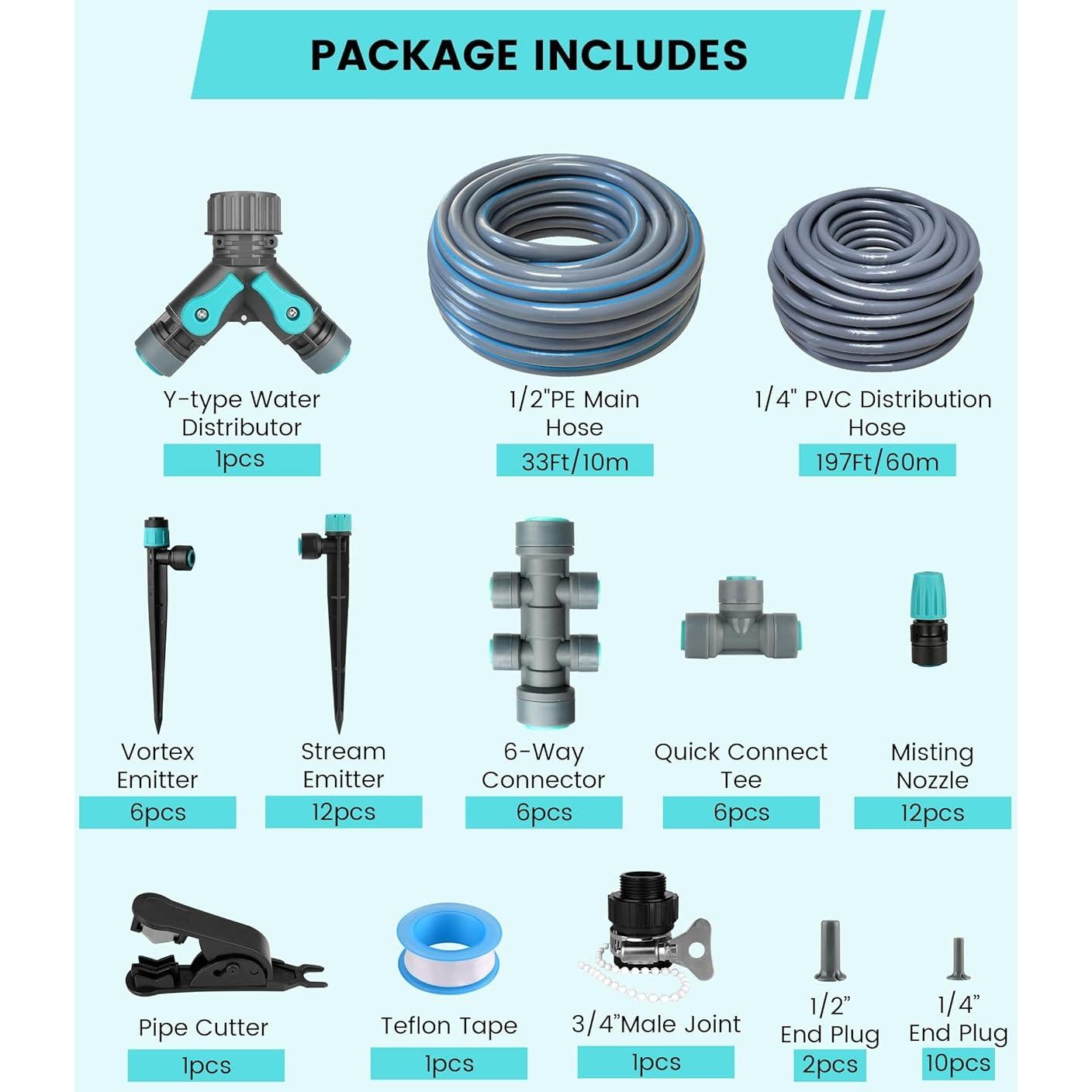 Kit de Riego por Goteo OVRAQ 230FT con Conexión Rápida