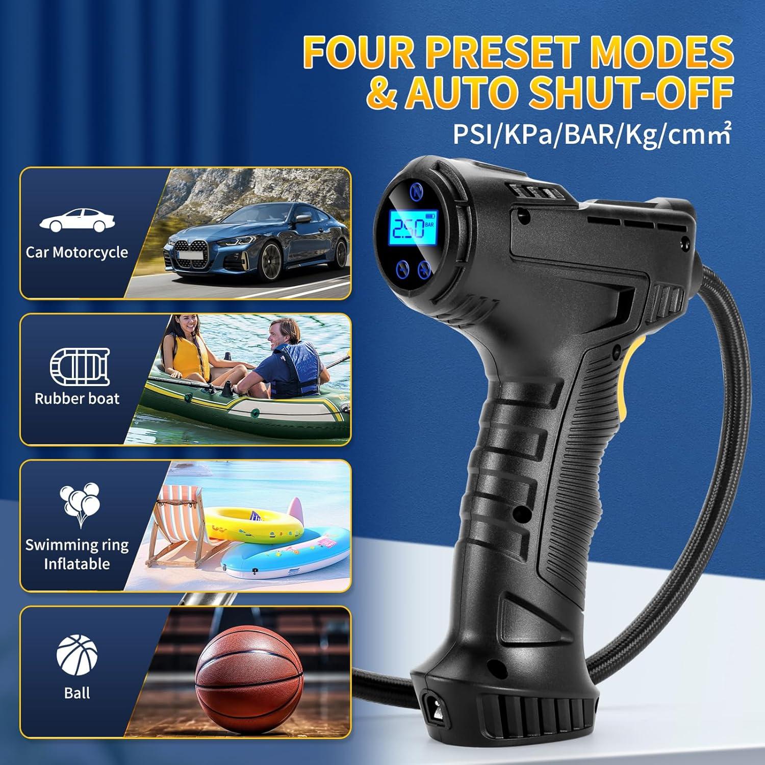 Inflador de Neumáticos Digital ZGWATO 150PSI 12V Portátil