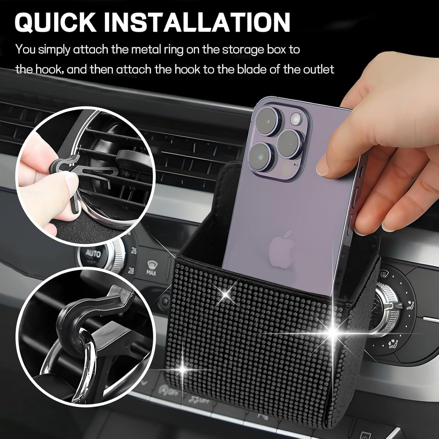 Organizador de Almacenamiento para Ventilación de Auto Hbxdeco Negro