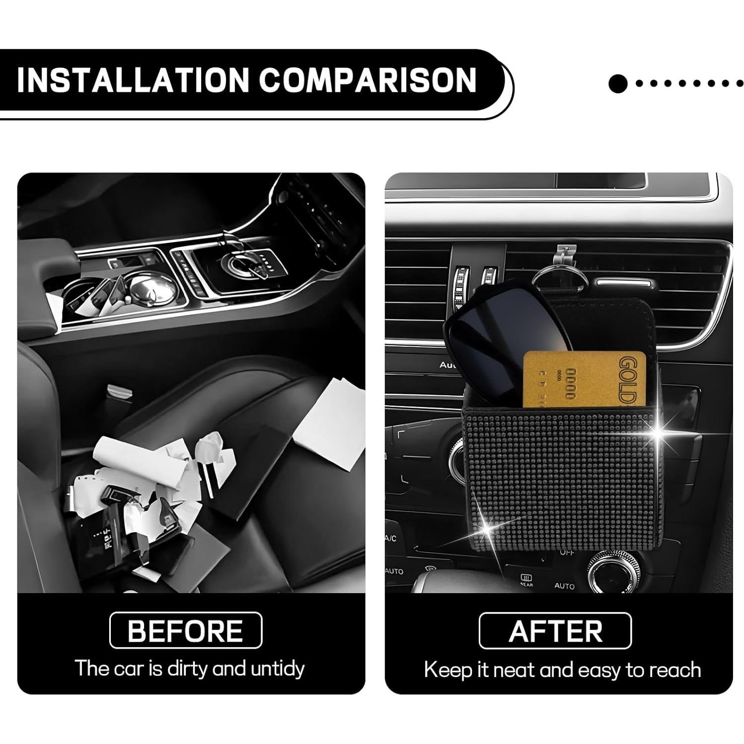 Organizador de Almacenamiento para Ventilación de Auto Hbxdeco Negro