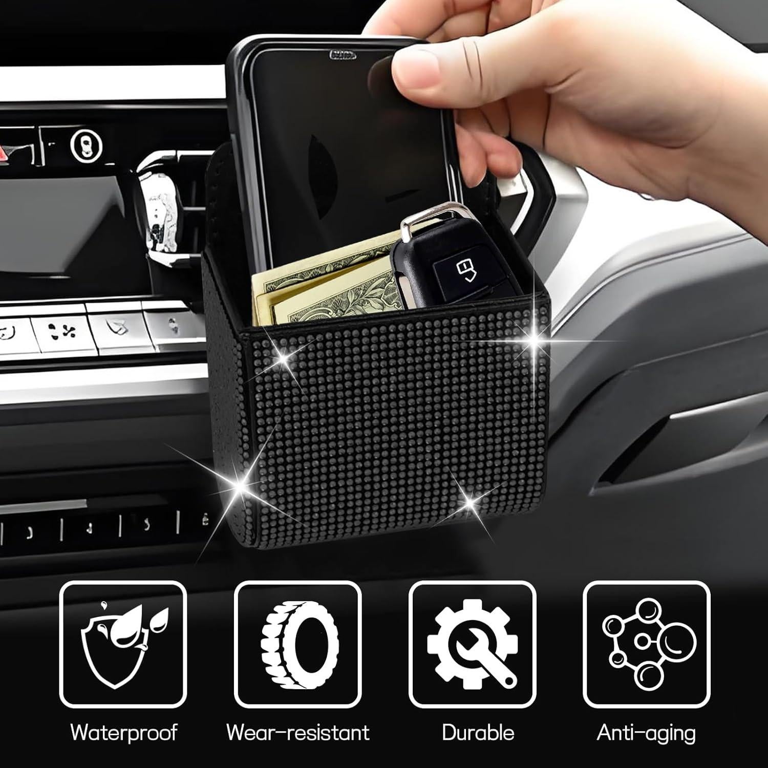 Organizador de Almacenamiento para Ventilación de Auto Hbxdeco Negro