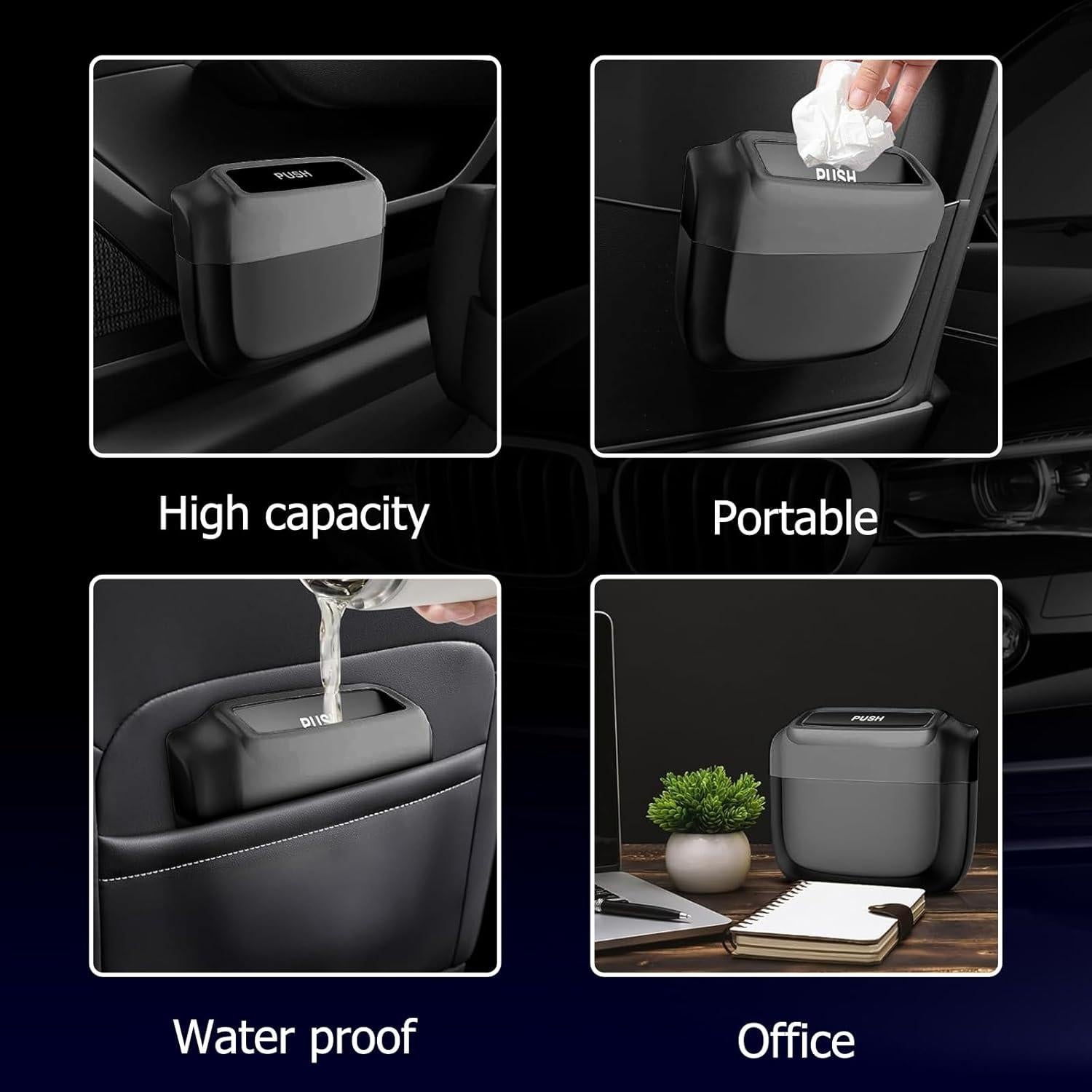 Basurero para Auto MOTORBUDDY con Tapa y 30 Bolsas - Negro