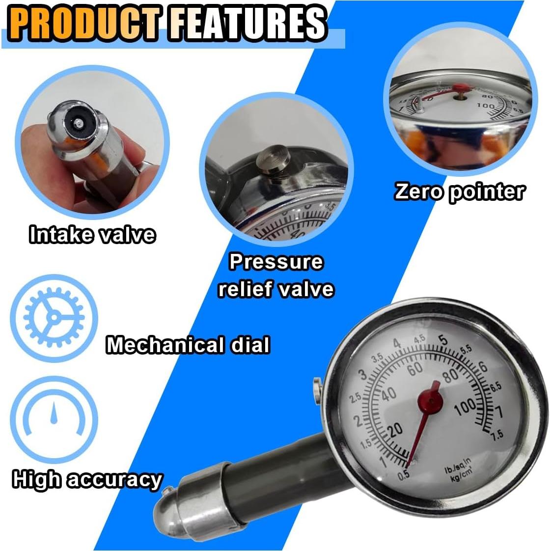 Medidor de Presión de Neumáticos JOYCOURT 0-7 Bar 2PCS