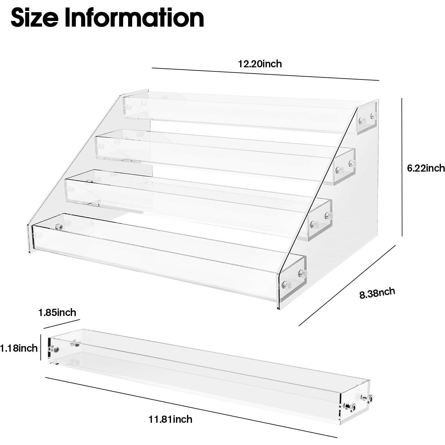 Soporte de exhibición acrílico 4 niveles HUITAI 31x21x15.8 cm