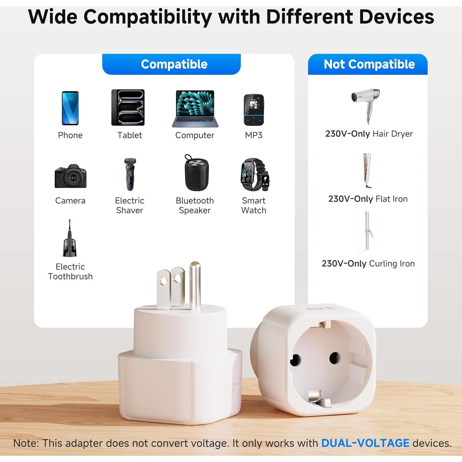 Adaptador de Enchufe Europeo a US Cable Matters Tipo C/E/F