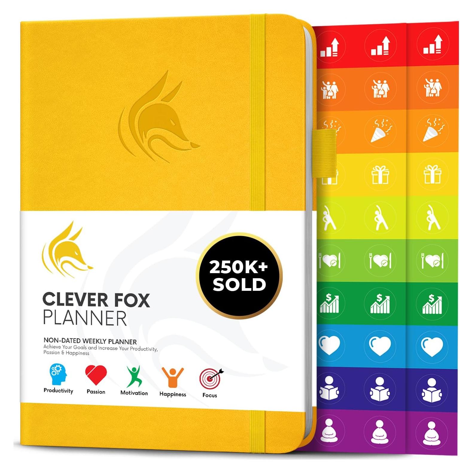 Planificador Clever Fox A5 No Datado Amarillo Ámbar - Organizador Semanal y Mensual