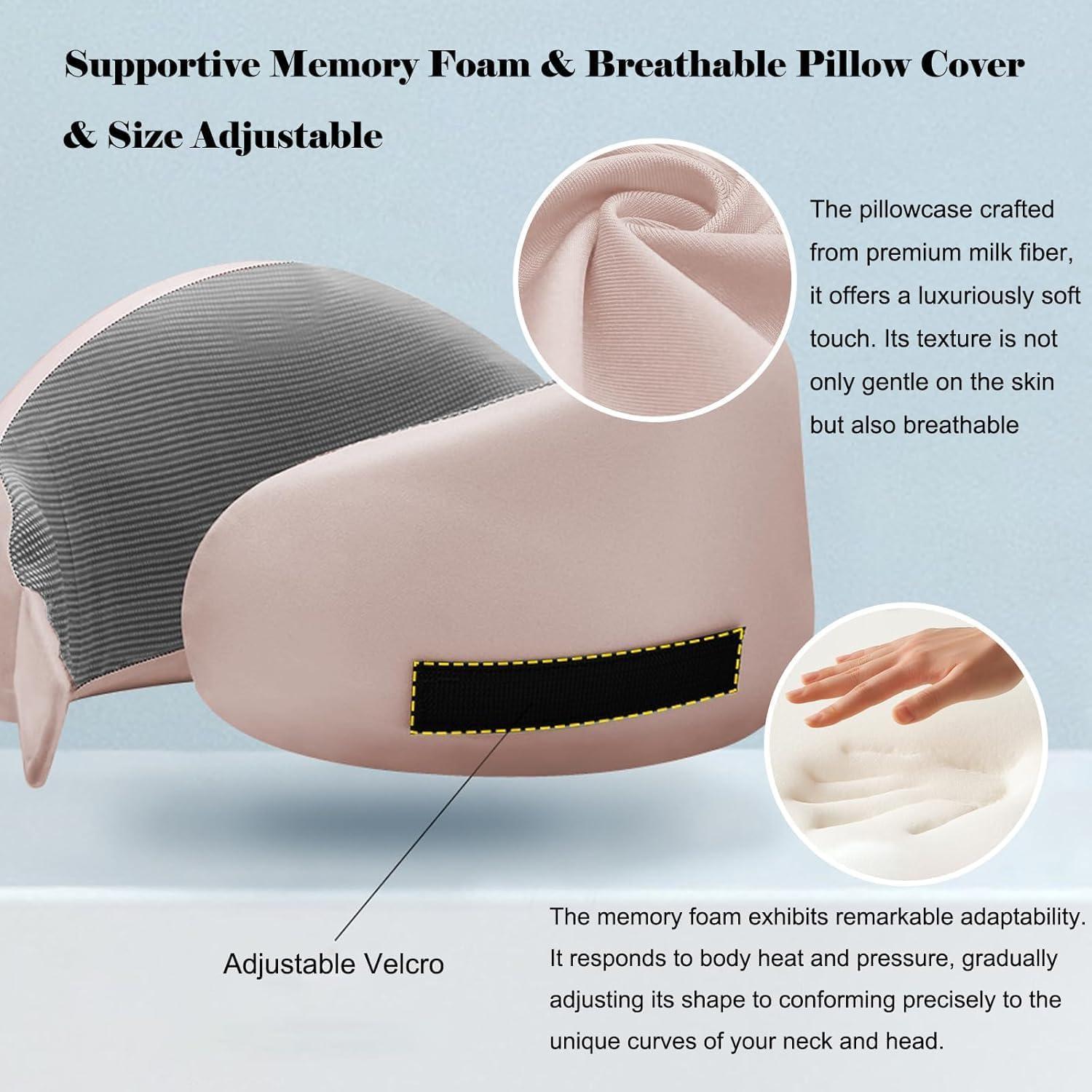 Almohada de Viaje Waadiot VTP01DG Espuma de Memoria Rosa