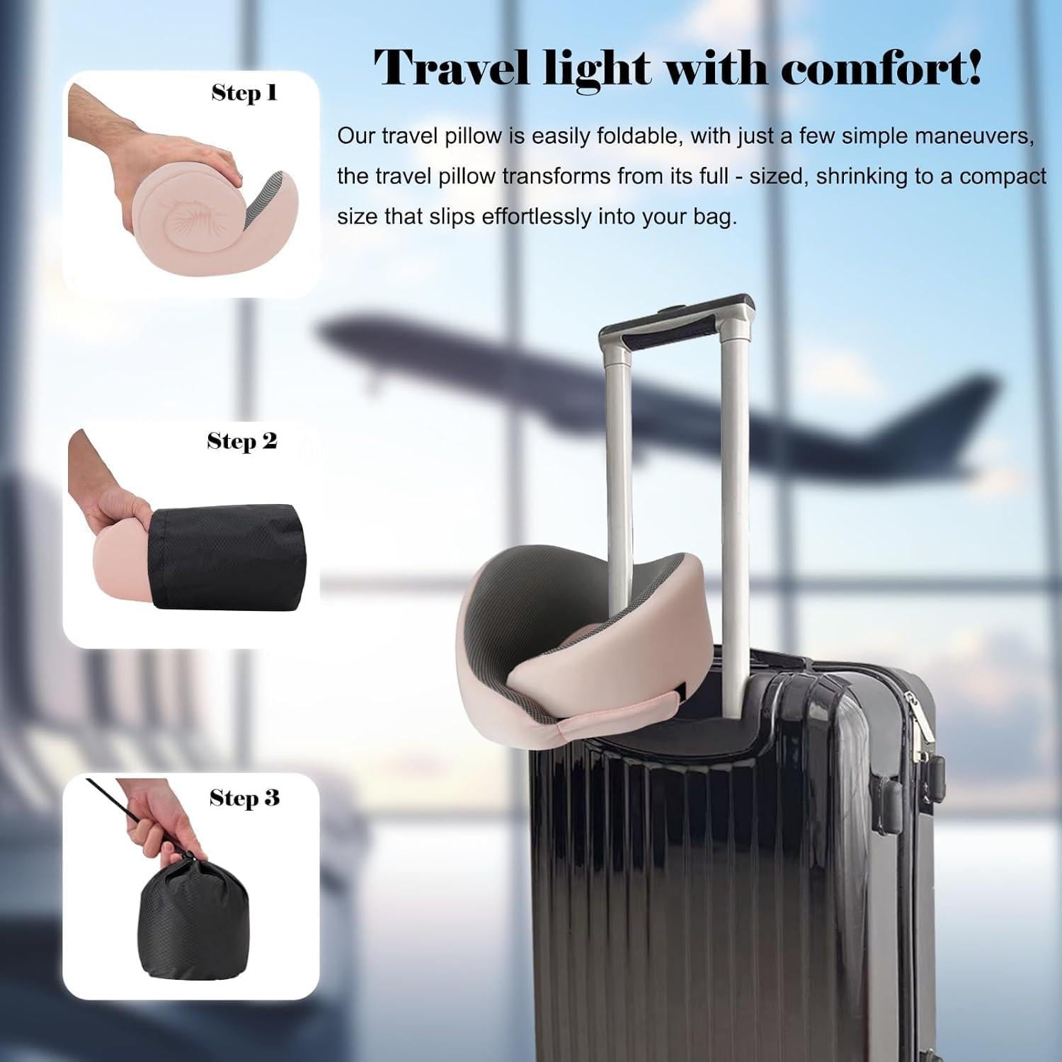 Almohada de Viaje Waadiot VTP01DG Espuma de Memoria Rosa