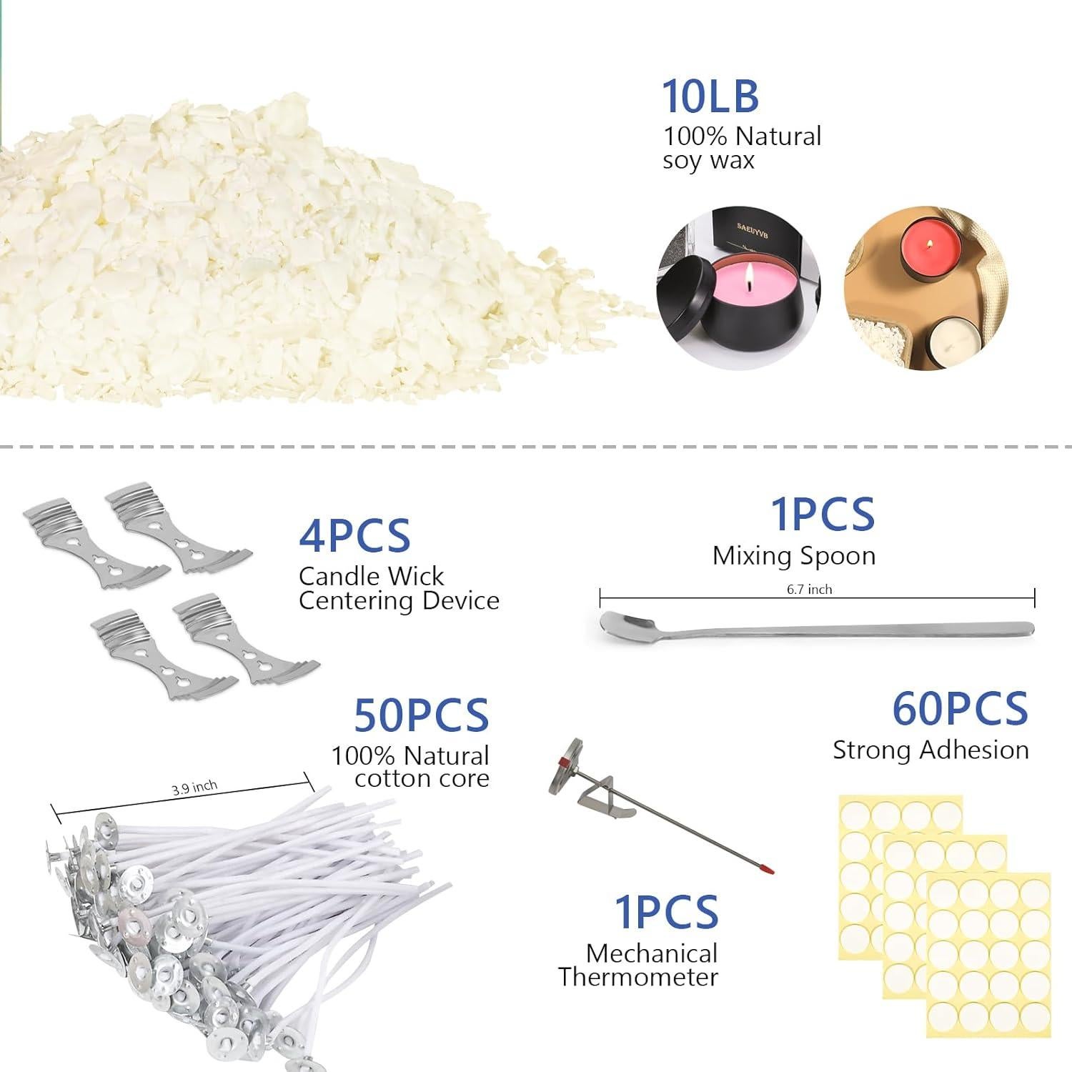 Kit de Hacer Velas SAEUYVB 4.54 kg Cera de Soja para Adultos