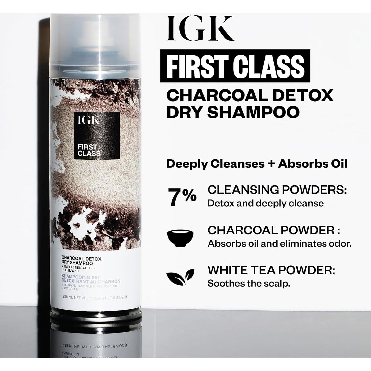 Champú Seco IGK First Class 186.9 ml - Detoxificante Carbón