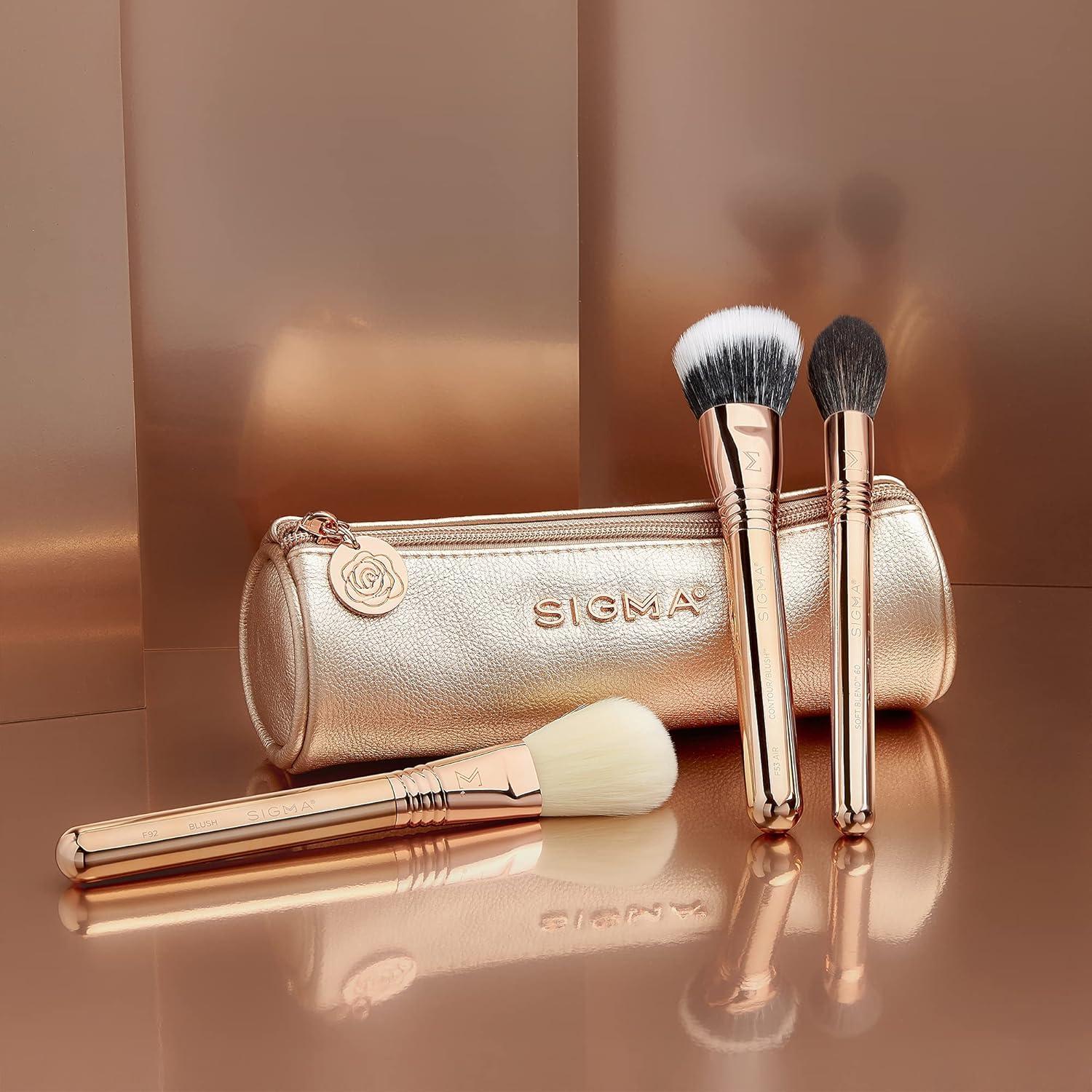 Set de Brochas de Maquillaje Sigma Bloom + Glow - 3 Pcs con Bolsa