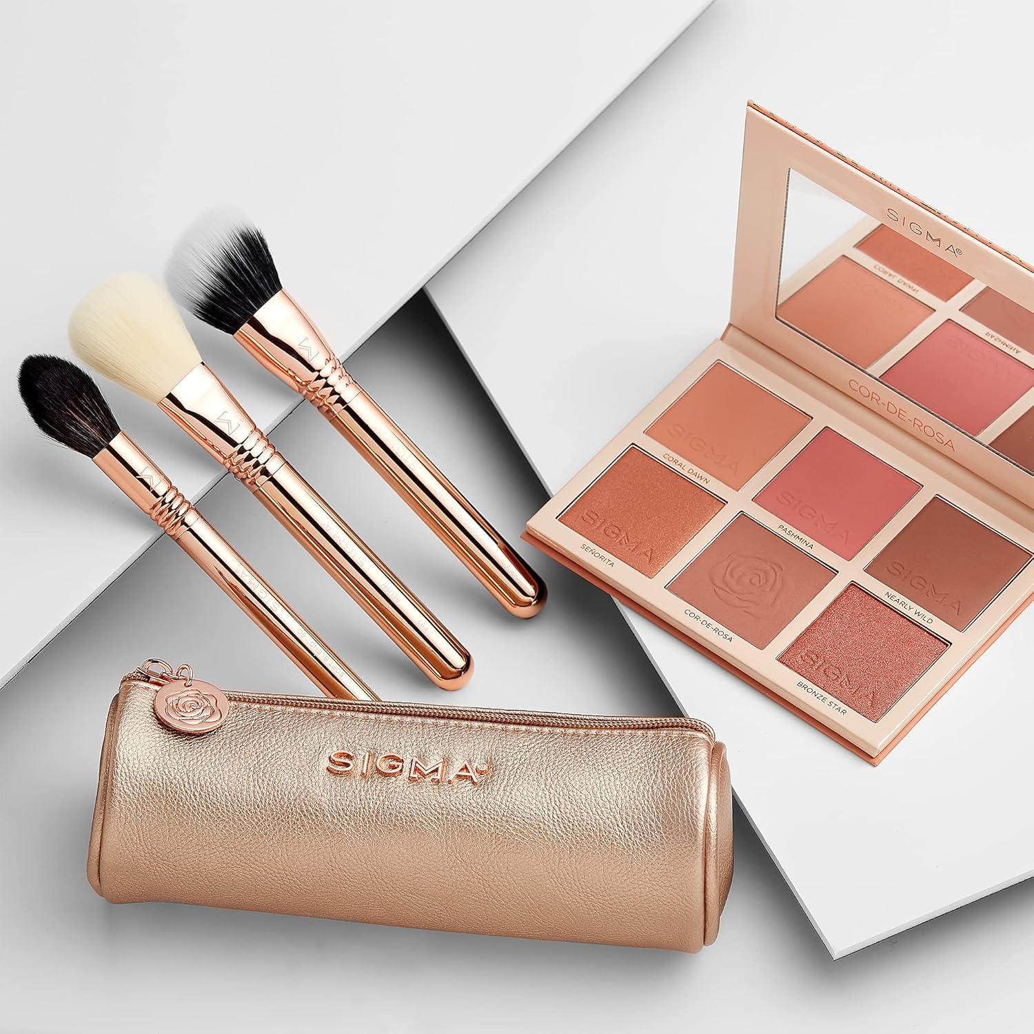 Set de Brochas de Maquillaje Sigma Bloom + Glow - 3 Pcs con Bolsa