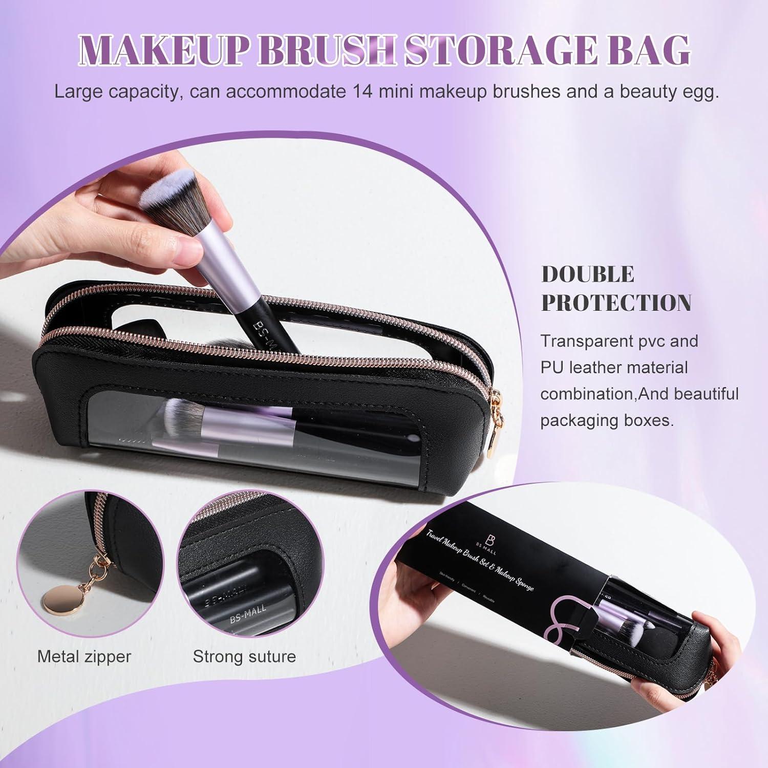 Set de 14 Brochas de Maquillaje BS-MALL con Esponja - Púrpura