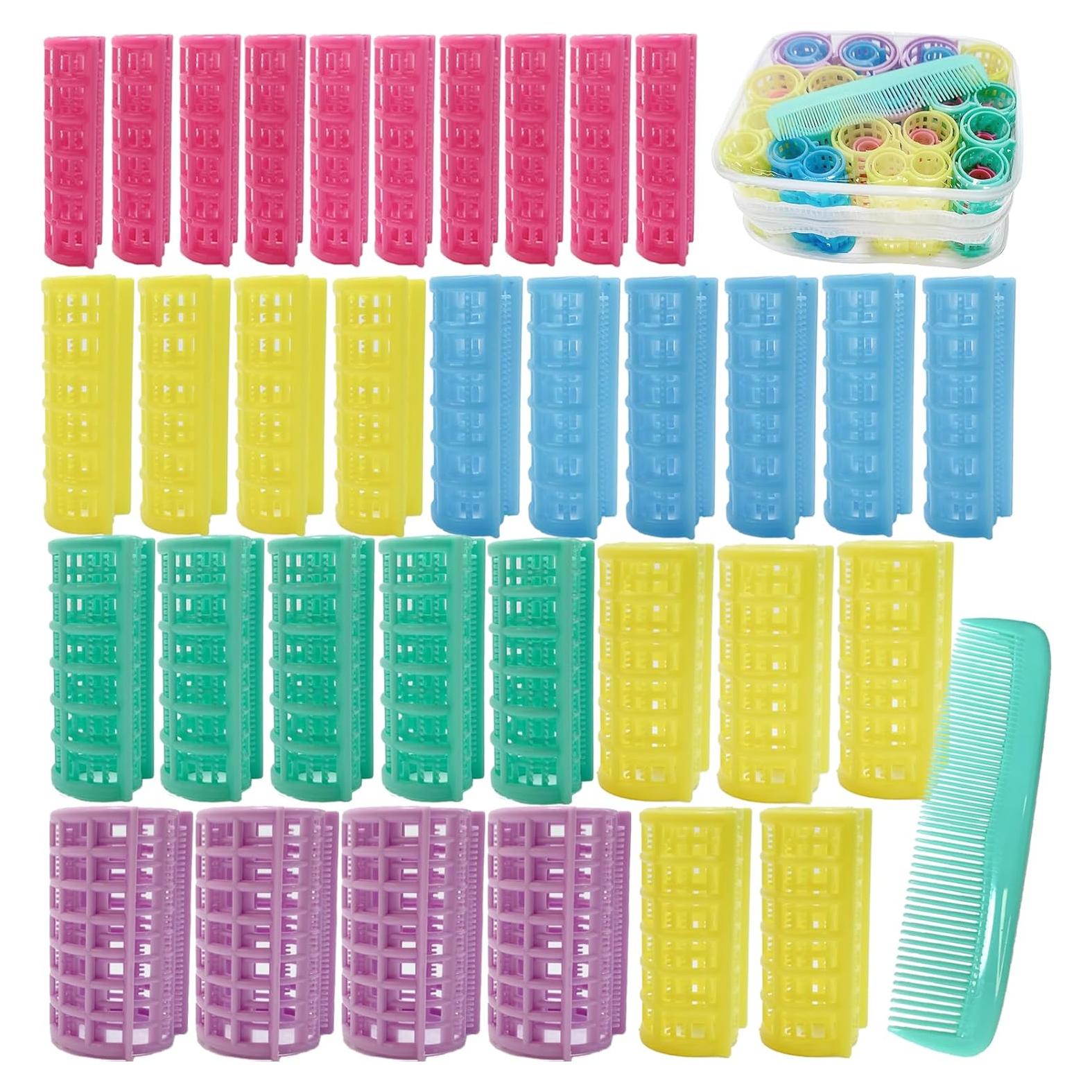 Juego de 36 Rulos de Plástico MOODKEY Sin Calor para Cabello