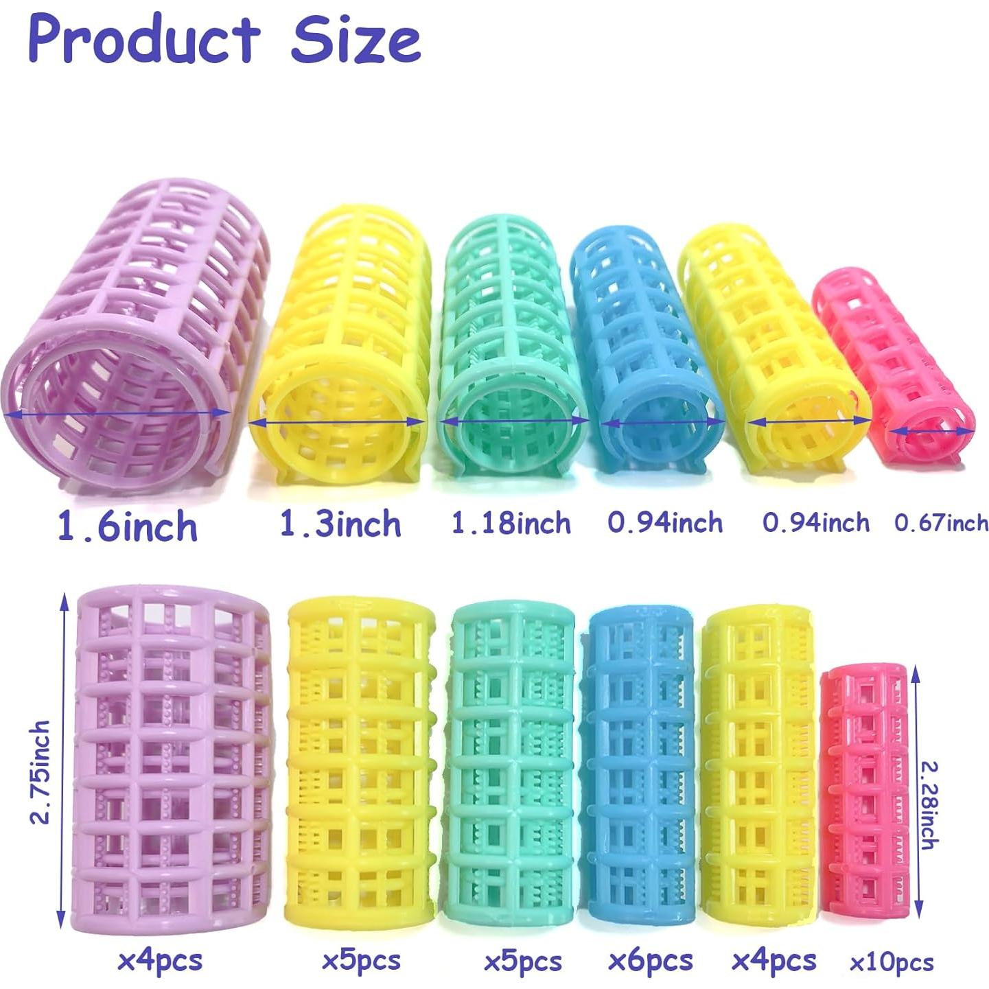 Juego de 36 Rulos de Plástico MOODKEY Sin Calor para Cabello