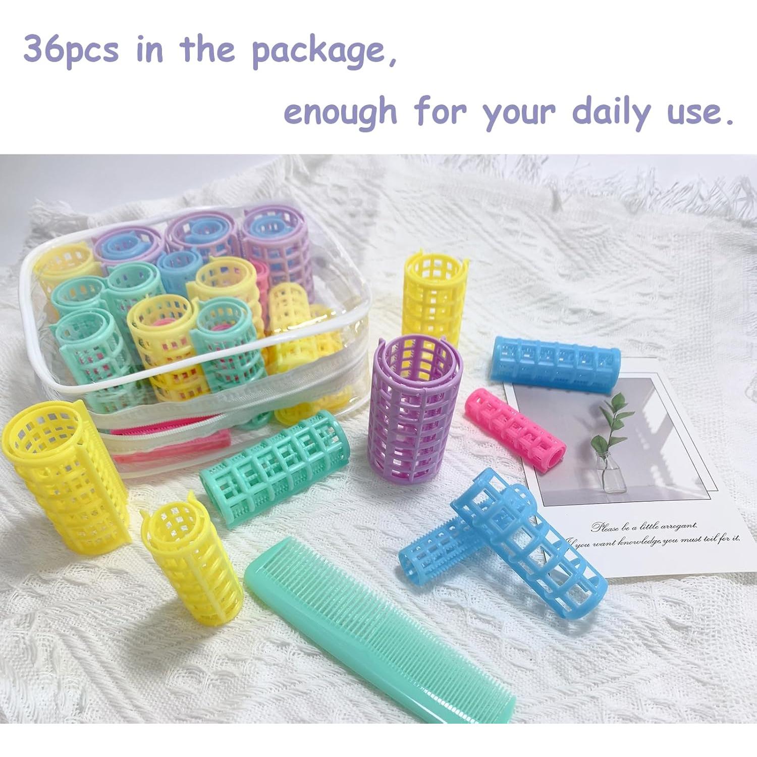 Juego de 36 Rulos de Plástico MOODKEY Sin Calor para Cabello