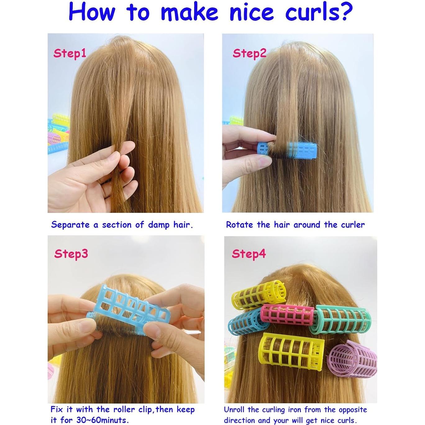 Juego de 36 Rulos de Plástico MOODKEY Sin Calor para Cabello