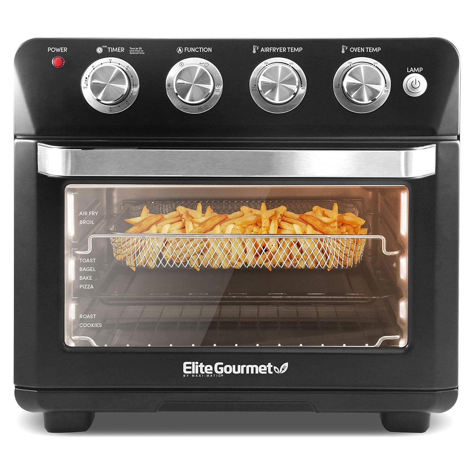 Horno de Aire Elite Gourmet EAF9100 25L 1640W Sin Aceite Negro