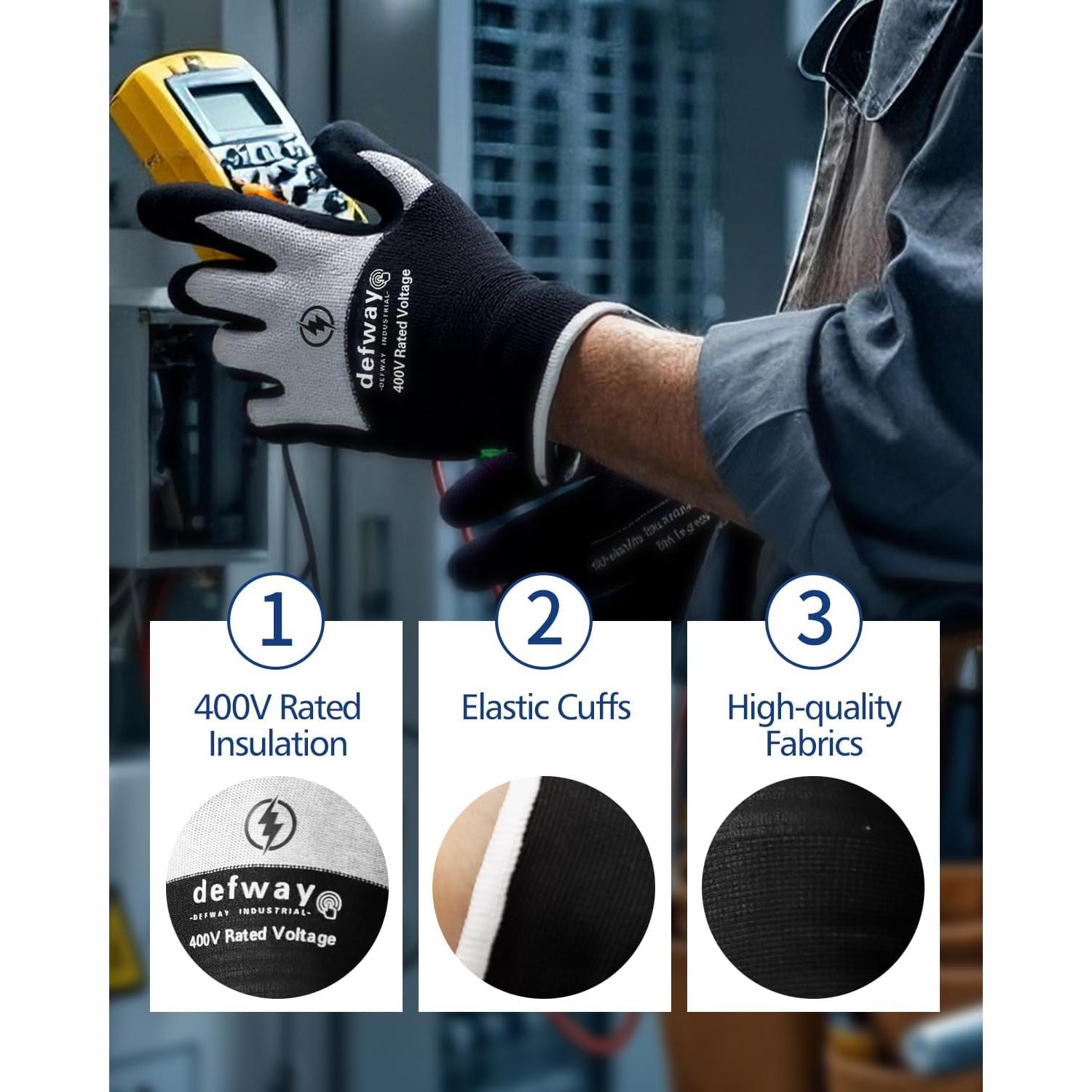 Guantes de Trabajo Aislantes Defway 400V Impermeables Antideslizantes