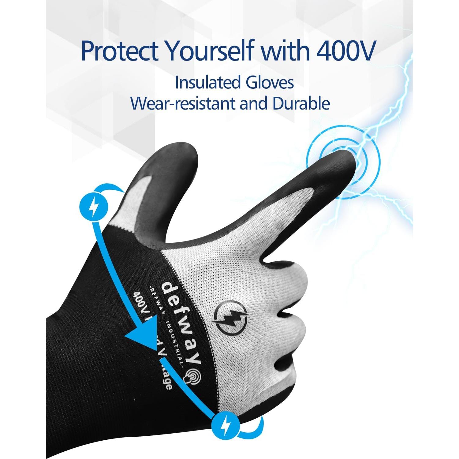 Guantes de Trabajo Aislantes Defway 400V Impermeables Antideslizantes