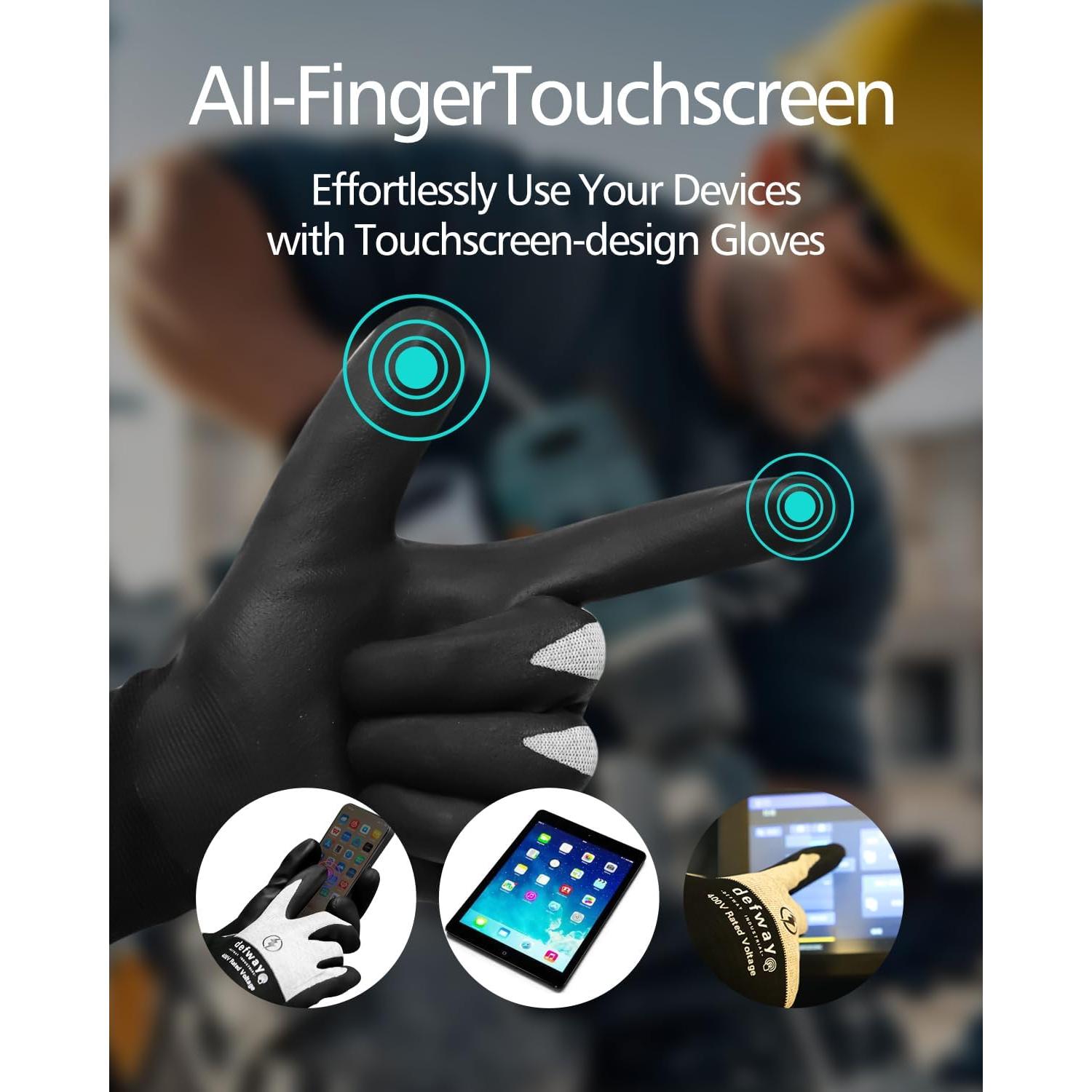 Guantes de Trabajo Aislantes Defway 400V Impermeables Antideslizantes