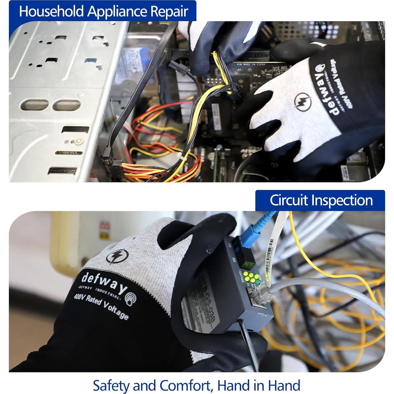 Guantes de Trabajo Aislantes Defway 400V Impermeables Antideslizantes