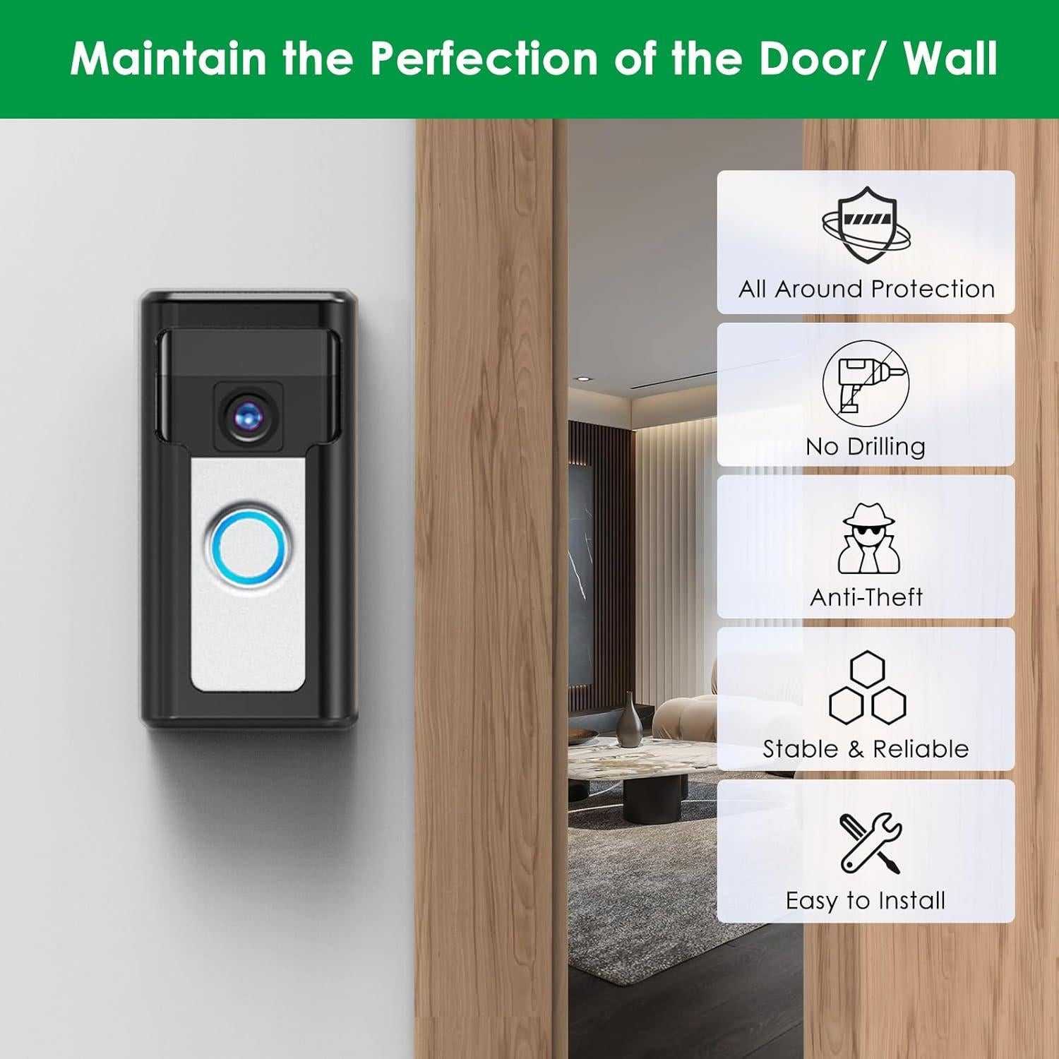 Soporte de Timbre de Video Liwin Antirrobo para Blink - Negro