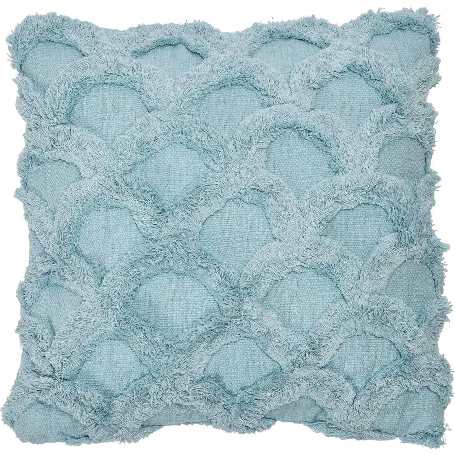 Almohada Decorativa Cuadrada Creative Co-Op Algodón Chenilla Azul Claro 45x45 cm