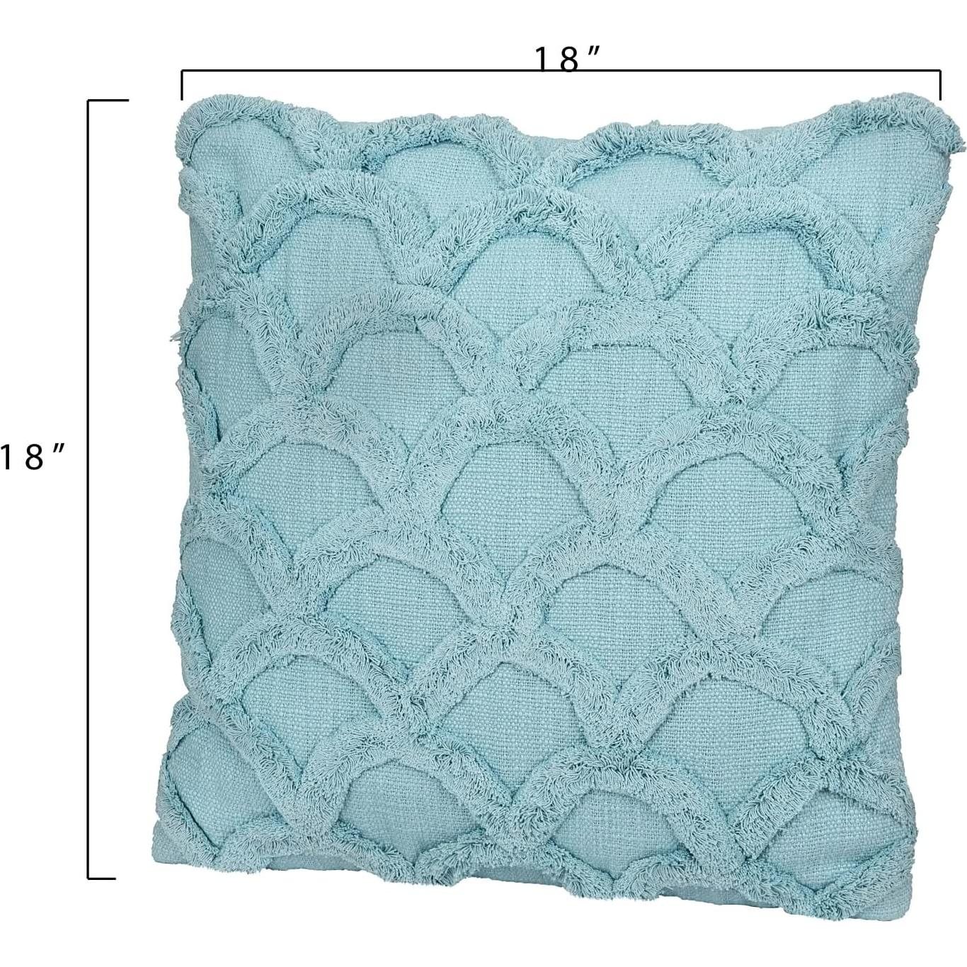 Almohada Decorativa Cuadrada Creative Co-Op Algodón Chenilla Azul Claro 45x45 cm