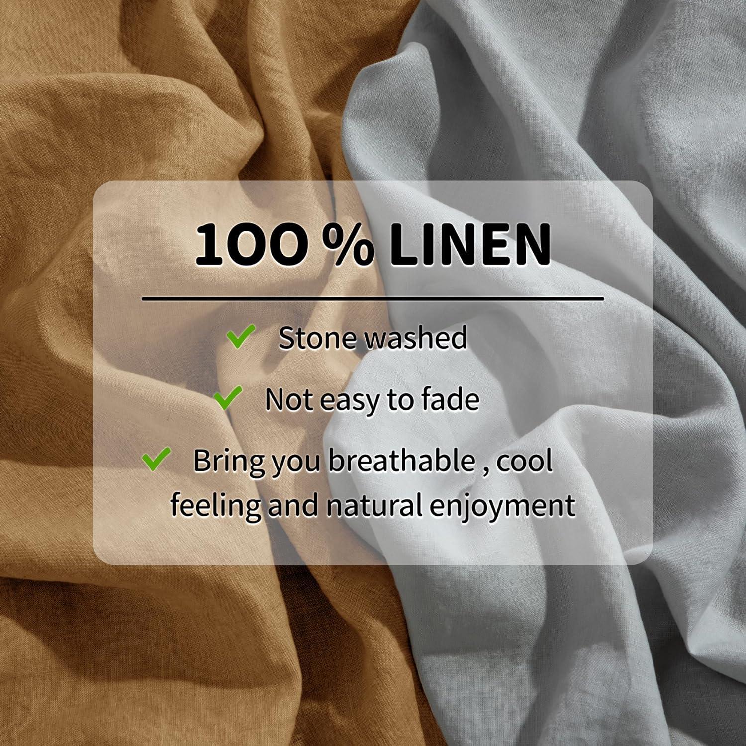 Juego de Sábanas de Lino 100% LBRO2M Doble 4 Piezas Óxido