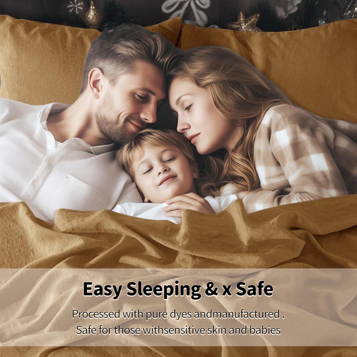 Juego de Sábanas de Lino 100% LBRO2M Doble 4 Piezas Óxido