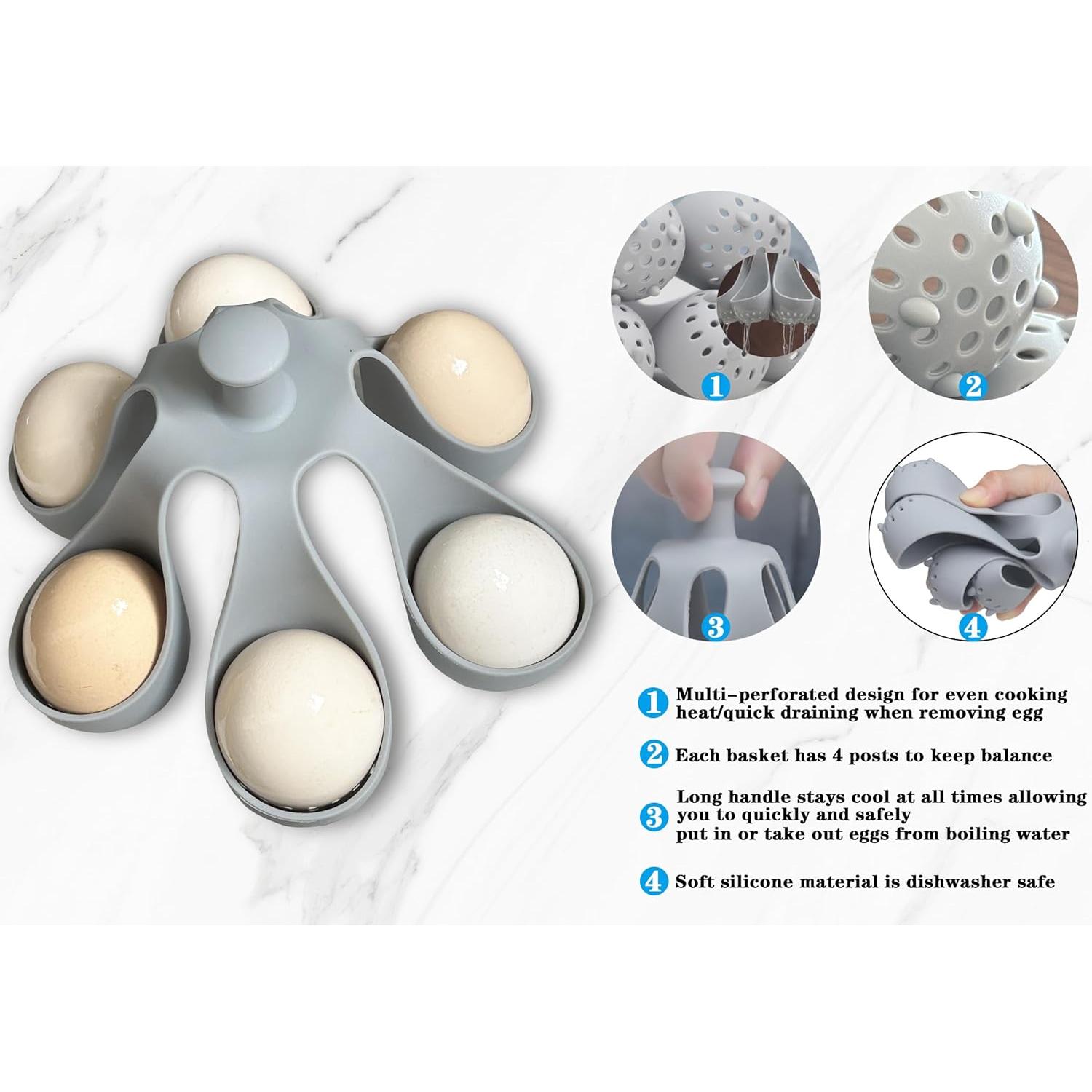 Cocedor de Huevos WIDVIH para 4 Huevos, Silicona Antibacterial