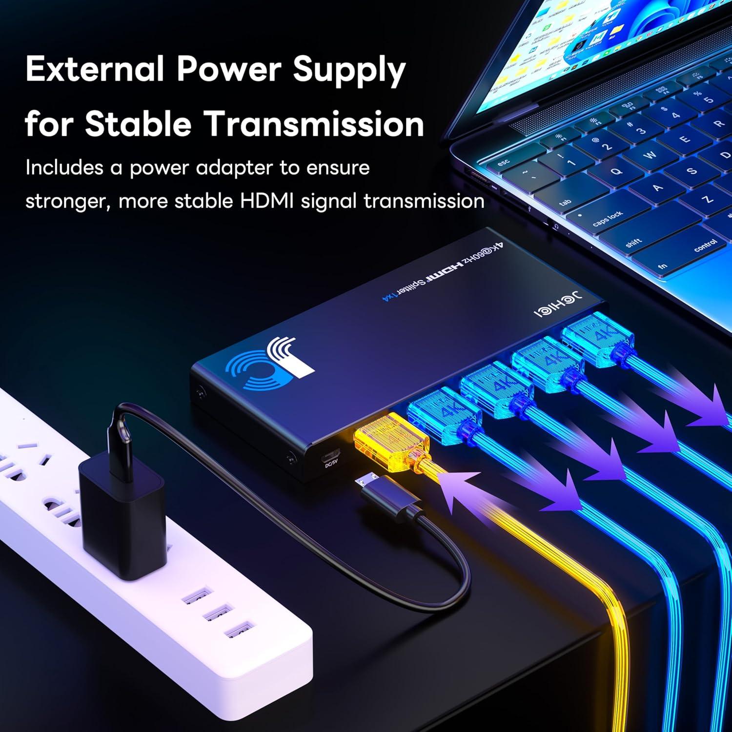 Divisor HDMI 4K 1x4 JCHICI - 4 Salidas, HDR, 18Gbps